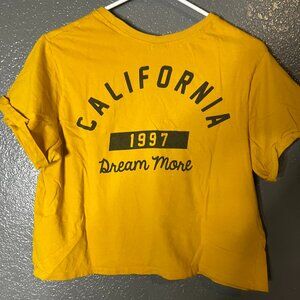 Yellow California 1997 Dream More Graphic Crop Tee Womens S